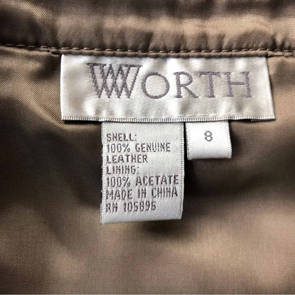 Worth Collection Tan Suede Leather Tierd Skirt Size 8 - Picture 7 of 8